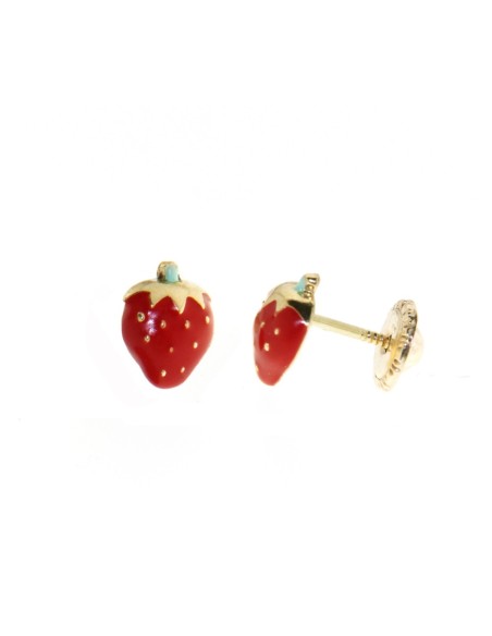 BOUCLES D'OREILLES OR ENFANT FRAISES