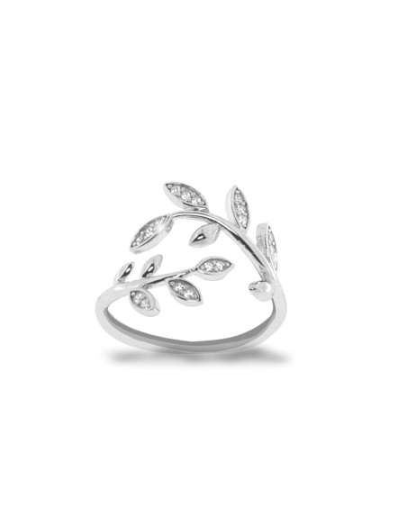 BAGUE FEUILLES ARGENT ET OXYDE