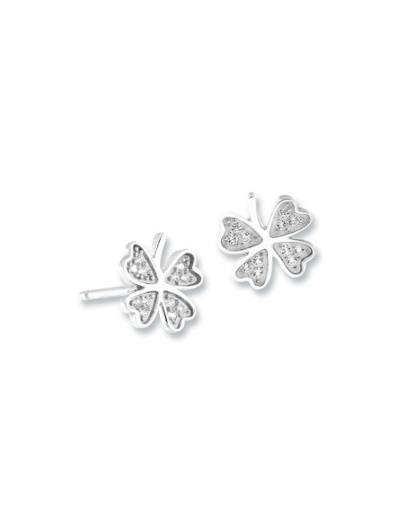 BOUCLES D’OREILLES ARGENT ET OXYDES TREFLES