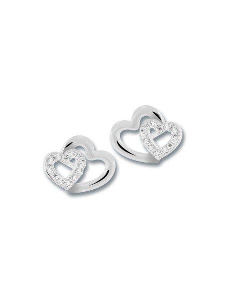 BOUCLES D’OREILLES ARGENT ET OXYDES COEUR