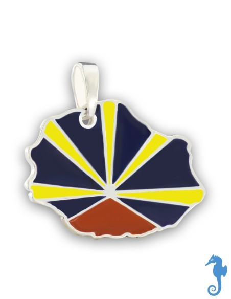 PENDENTIF ARGENT ÎLE DE LA RÉUNION & DRAPEAU