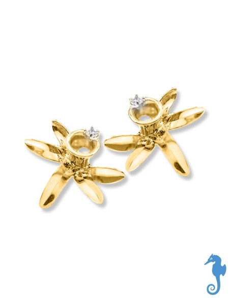 BOUCLES D'OREILLES FLEUR DE VANILLE BOURBON ® EN OR 18 CARATS