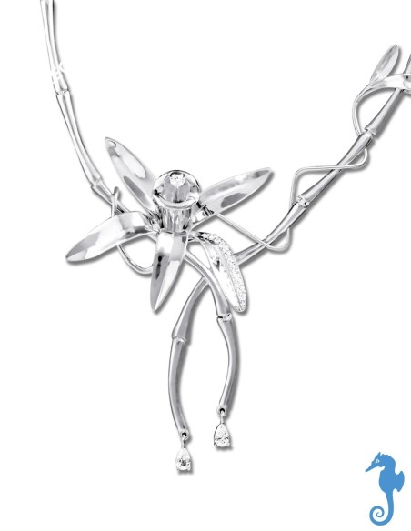 COLLIER FLEUR DE VANILLE BOURBON ® ARGENT