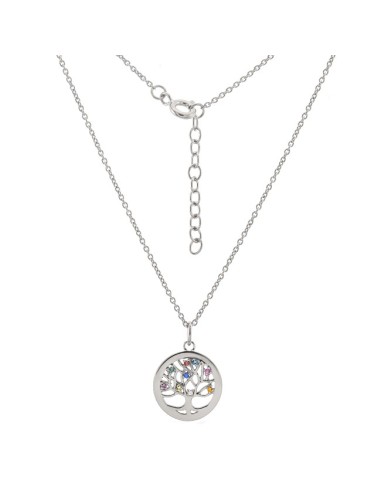 COLLIER ARGENT ARBRE DE VIE MULTICOLORE