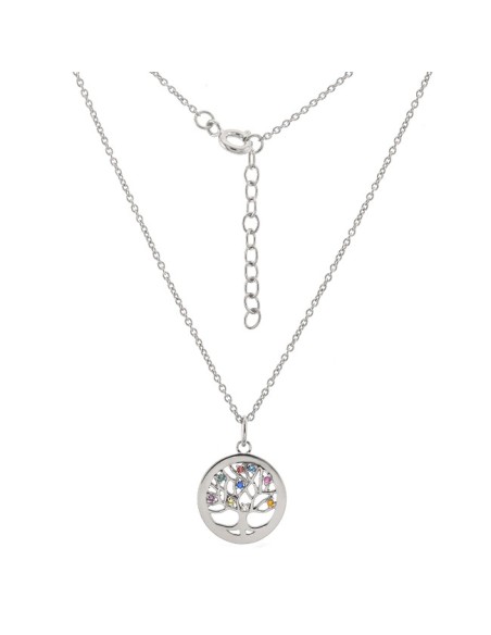 COLLIER ARGENT ARBRE DE VIE MULTICOLORE