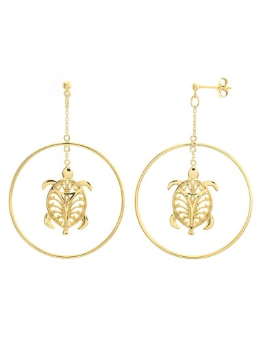 BOUCLES D'OREILLES ARGENT TEINTE CERCLE TORTUE