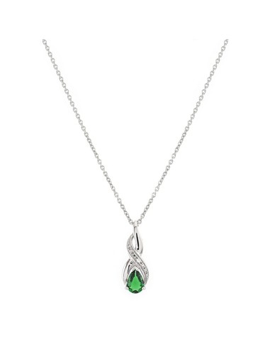 COLLIER ARGENT PIERRE VERTE