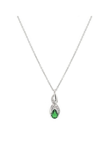 COLLIER ARGENT PIERRE VERTE