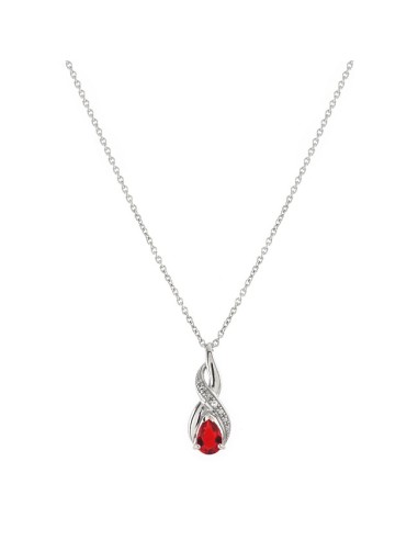 COLLIER ARGENT PIERRE ROUGE