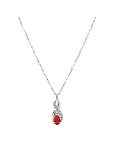 COLLIER ARGENT PIERRE ROUGE