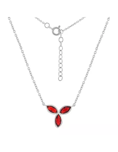 COLLIER ARGENT PIERRE ROUGE