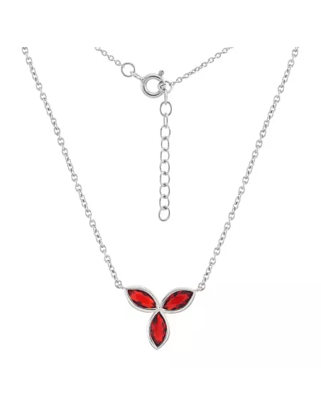 COLLIER ARGENT PIERRE ROUGE