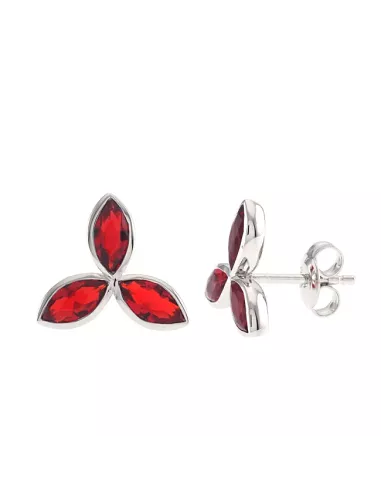 BOUCLES D'OREILLES ARGENT PIERRE ROUGE