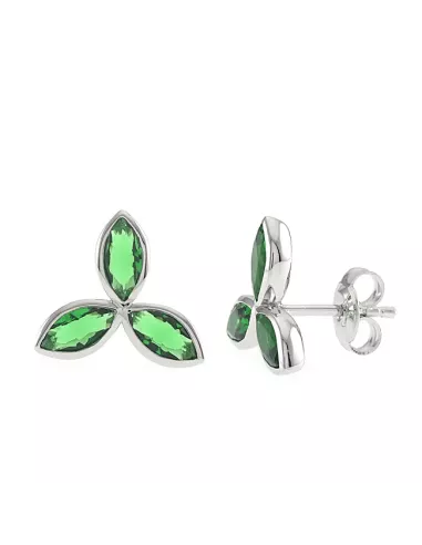 BOUCLES D'OREILLES ARGENT PIERRE VERTE