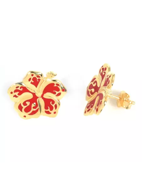 BOUCLES D'OREILLES ARGENT TEINTE HIBISCUS