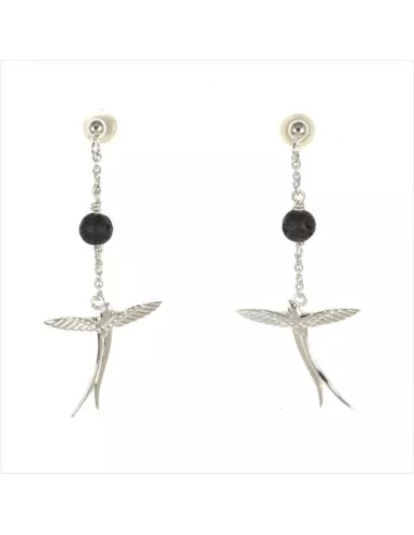 BOUCLES D'OREILLES ARGENT PAILLE EN QUEUE